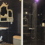 Glamorous en-suite shower room at Devon Farmhouse sleeping 16 and available to rent through The Big House Company