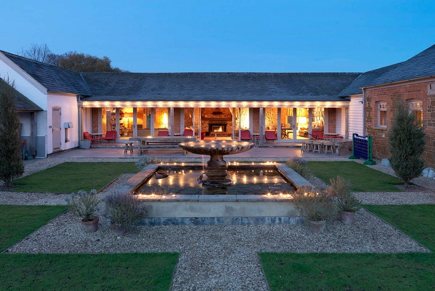 Delightful courtyard area with an attractive fountain at Cliff Barns, available through the Big House Company