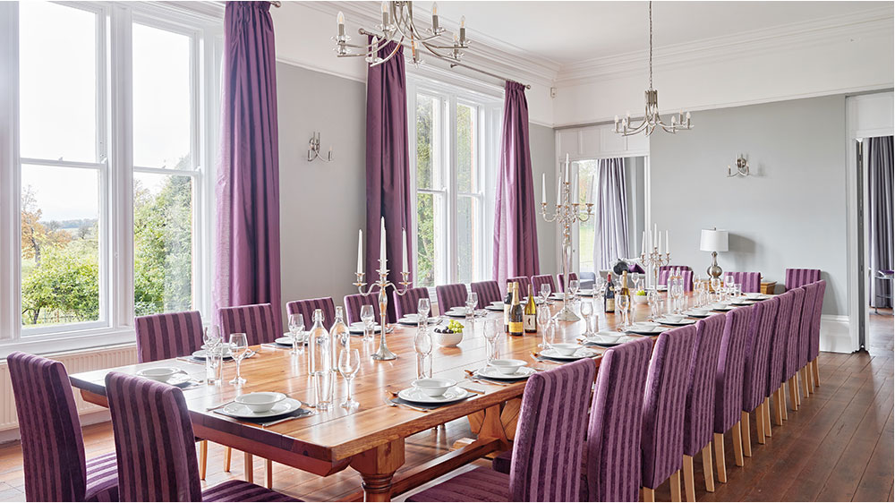 The dining room at this big house can seat 24 guests for a delicious celebration dinner.