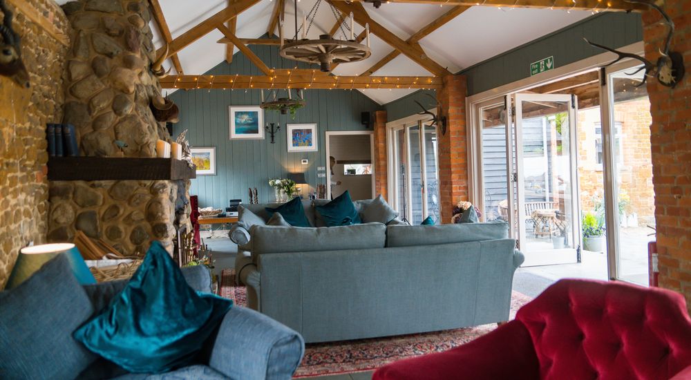The large sitting area has comfy sofas for relaxing with your friends
