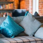 Interior details of the sitting room in sky blues