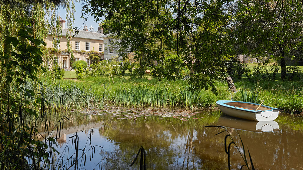 Tone Dale House has an unfenced mill leat running beside the garden