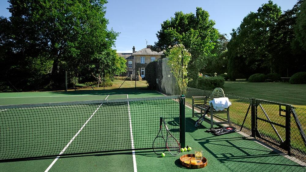 The tennis court at Hay Manor, Somerset.