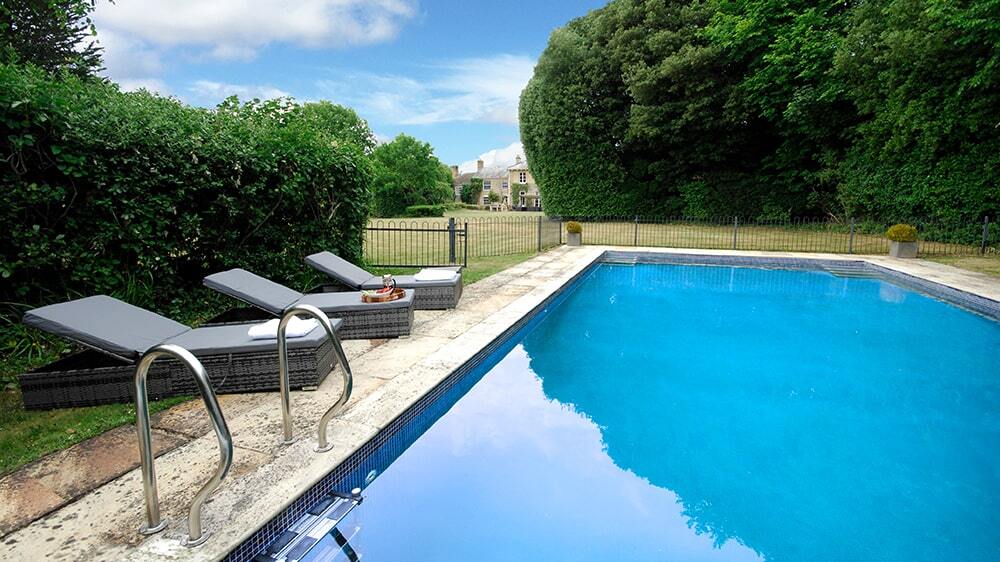 The swimming pool at Hay Manor, Somerset.